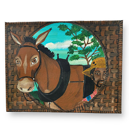 Richard E Roebuck 14x11 Man w/Mule on Canvas WP4339 SOLD